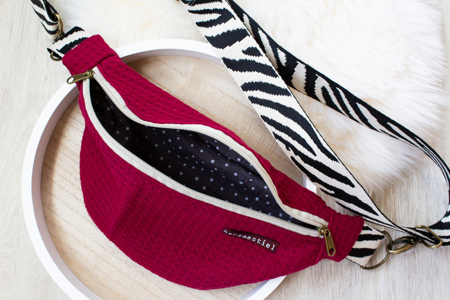 Bauchtasche Zebra aus Waffelpiqué und Musselin