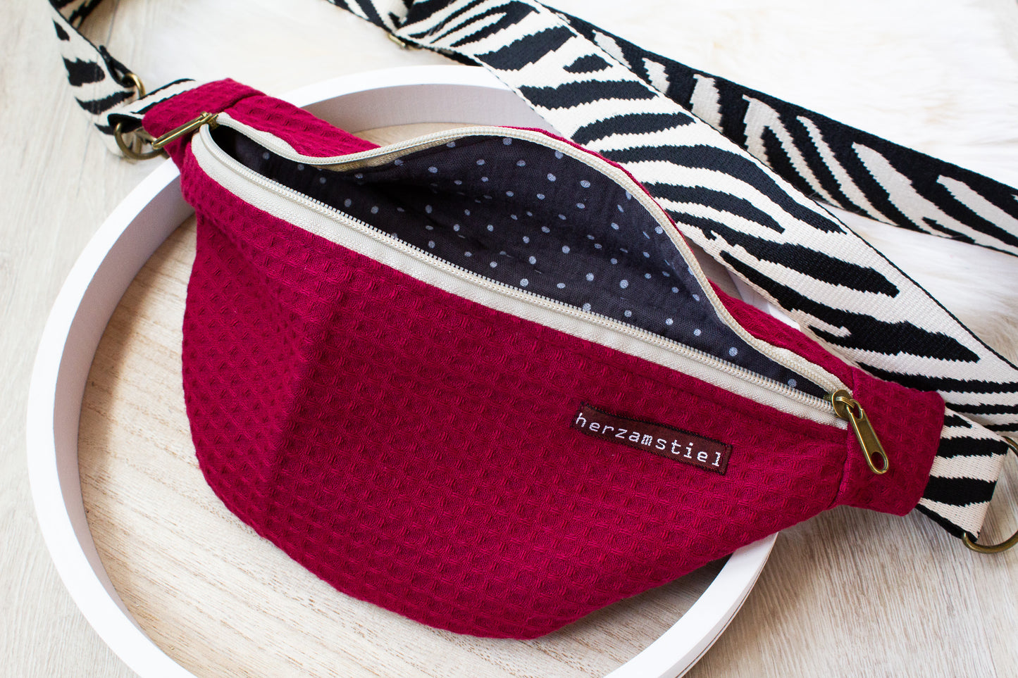Bauchtasche Zebra aus Waffelpiqué und Musselin