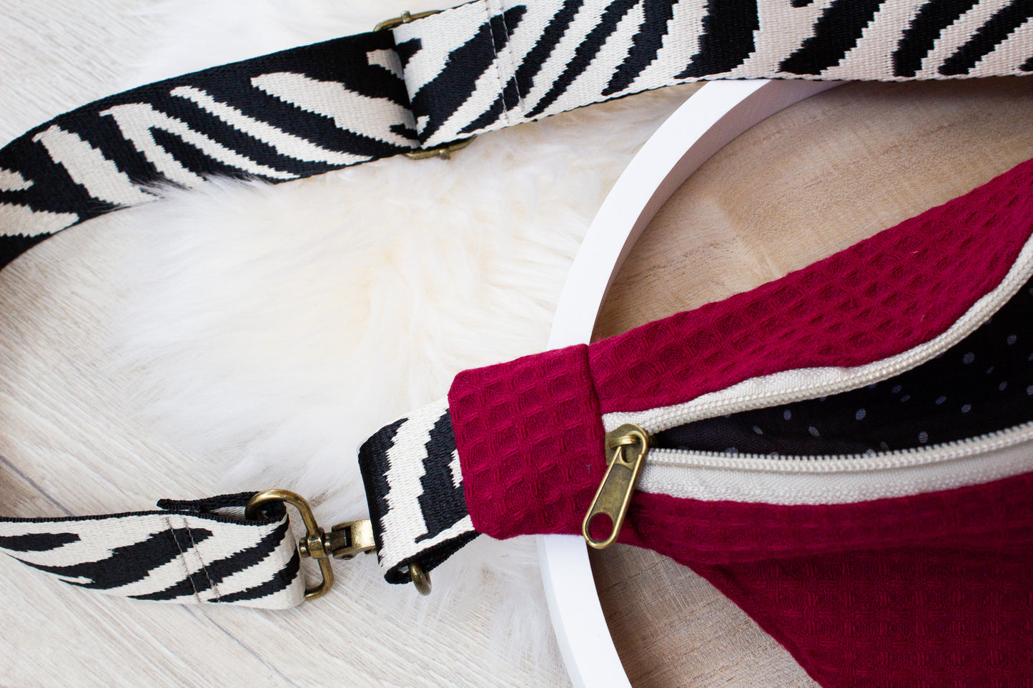 Bauchtasche Zebra aus Waffelpiqué und Musselin