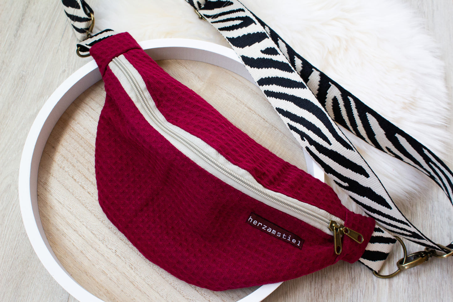 Bauchtasche Zebra aus Waffelpiqué und Musselin