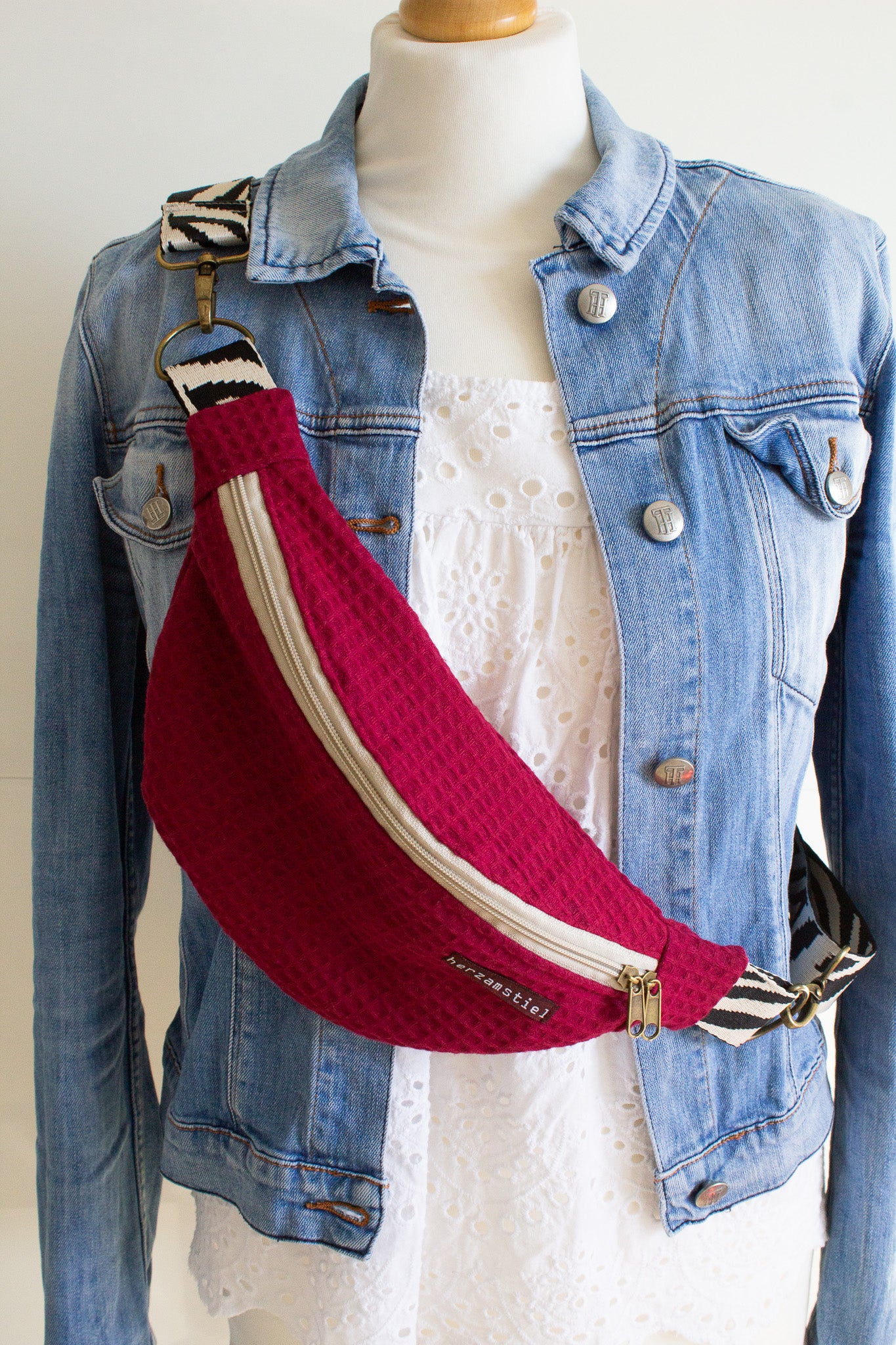 Bauchtasche Zebra aus Waffelpiqué und Musselin