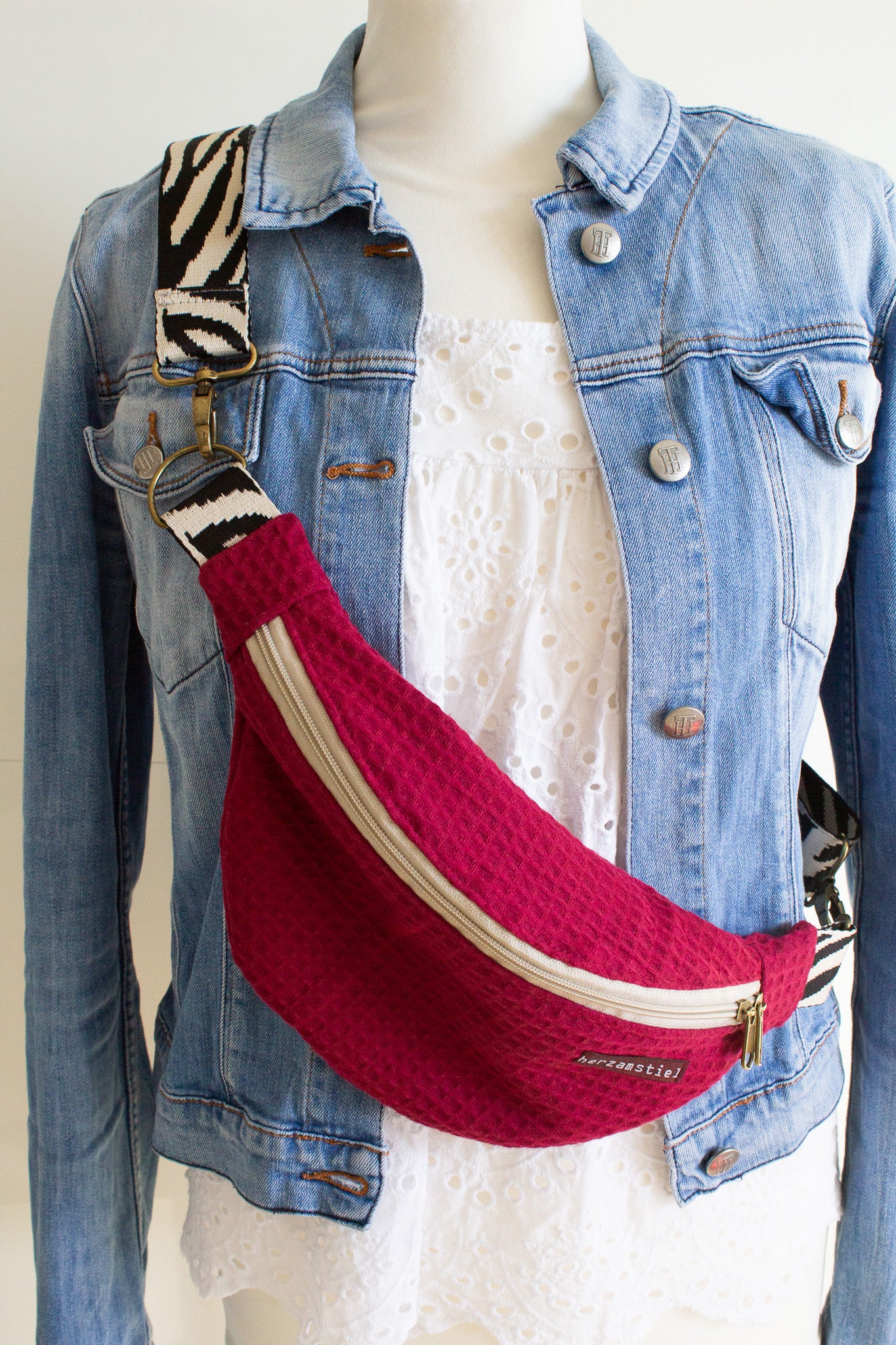 Bauchtasche Zebra aus Waffelpiqué und Musselin