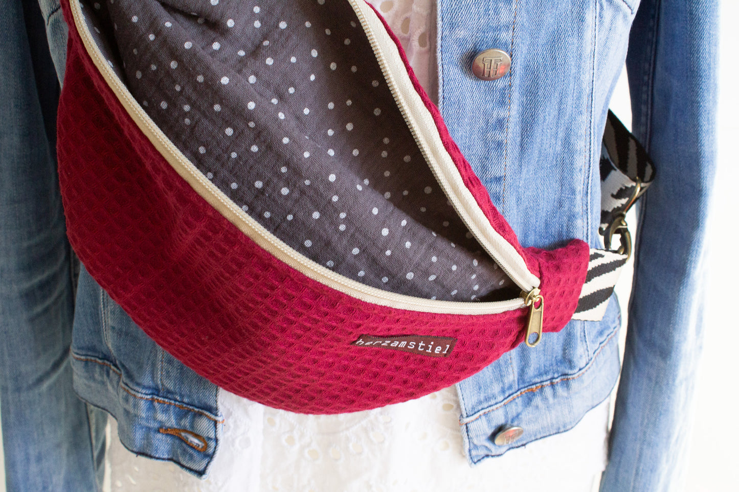 Bauchtasche Zebra aus Waffelpiqué und Musselin