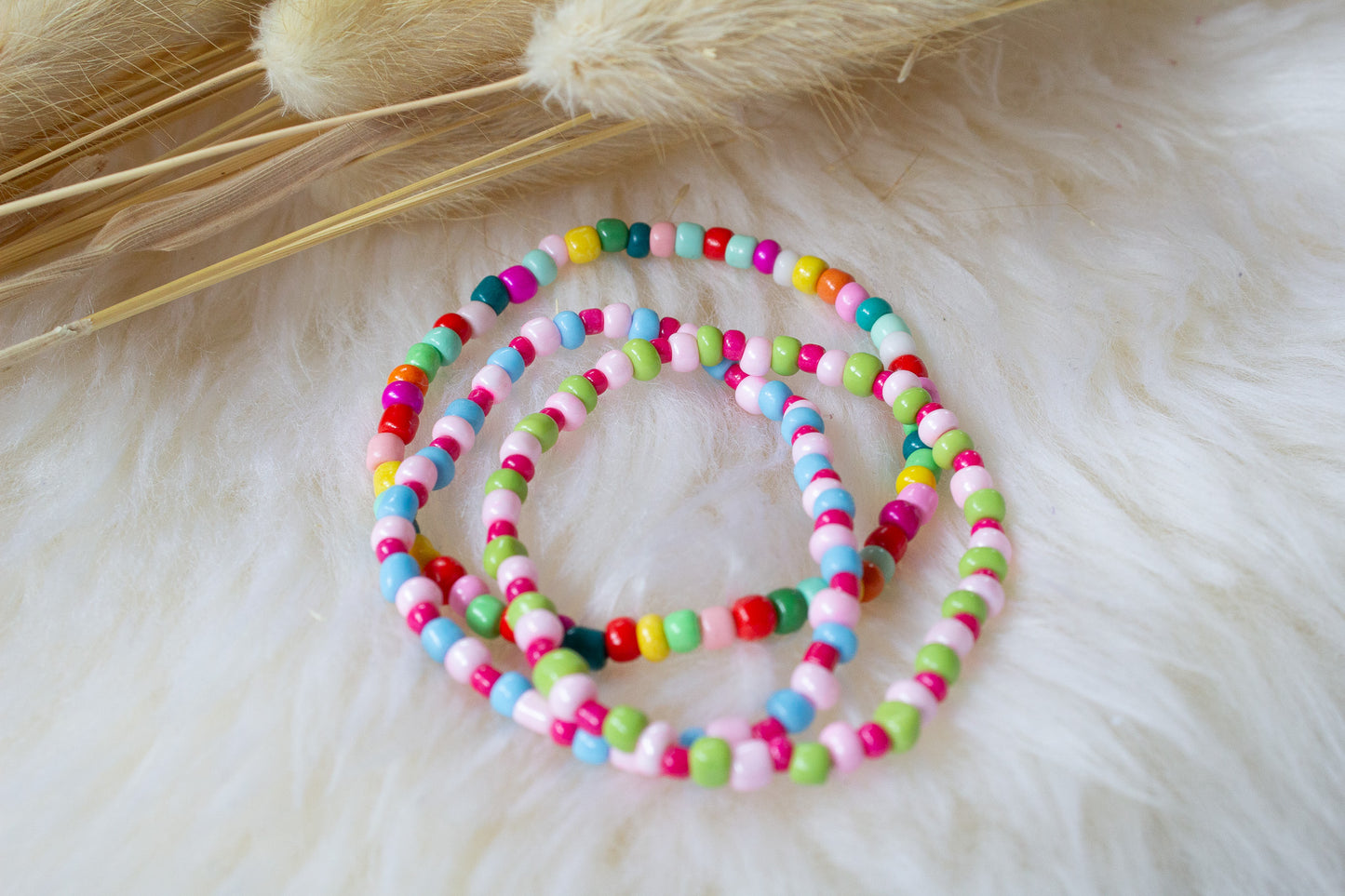 Buntes Perlenarmband multicolor pink, grün, rosa
