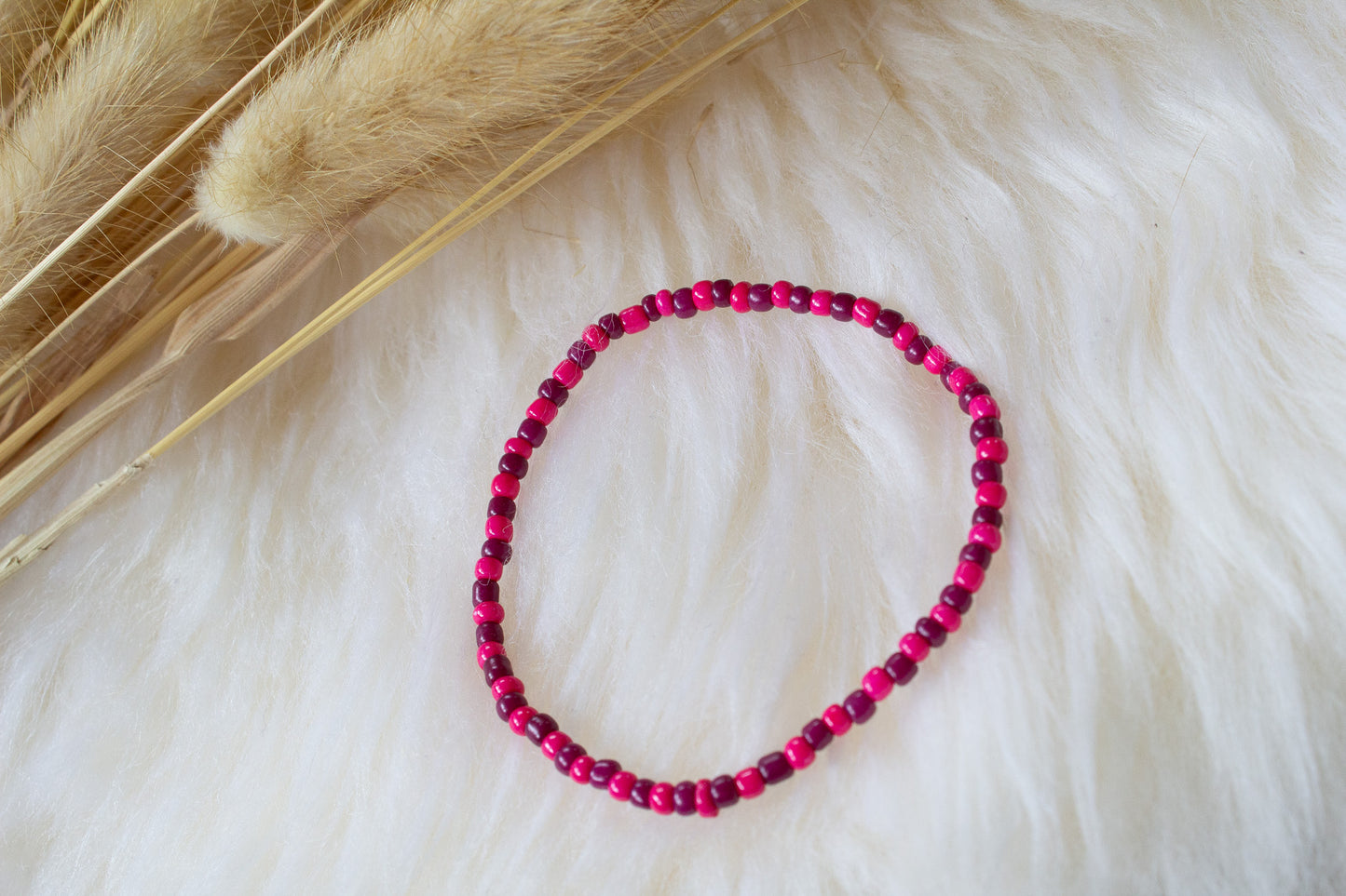 Buntes Perlenarmband Multicolor pink, pflaume