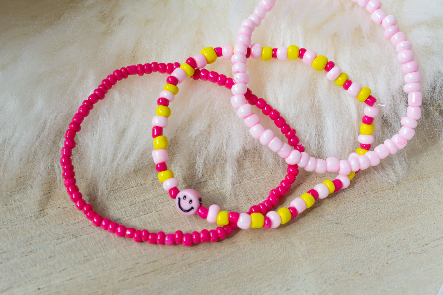 Buntes Perlenarmband multicolor rosa, pink, gelb