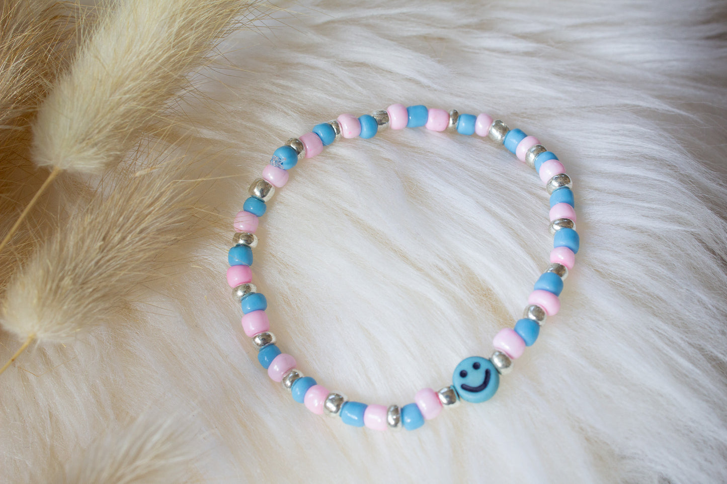 Buntes Perlenarmband multicolor (türkis, rosa, silber)
