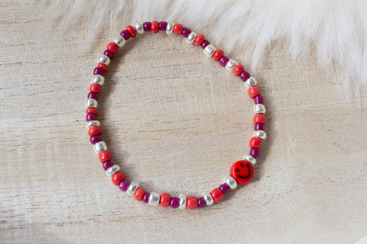 Buntes Perlenarmband multicolor (rot, pflaume, silber)