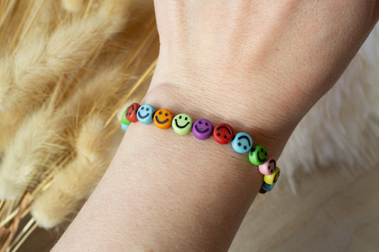 Buntes Perlenarmband Smiley multicolor