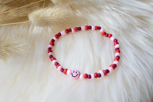 Buntes Perlenarmband multicolor (rot, pflaume, rosa)