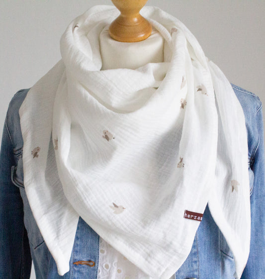 Leichtes Dreieckstuch Musselintuch handgenäht für Erwachsene aus besonders kuschelig weichen Baumwollmusselin mit viel Liebe für Dich einzigartig angefertigt in Deutschland