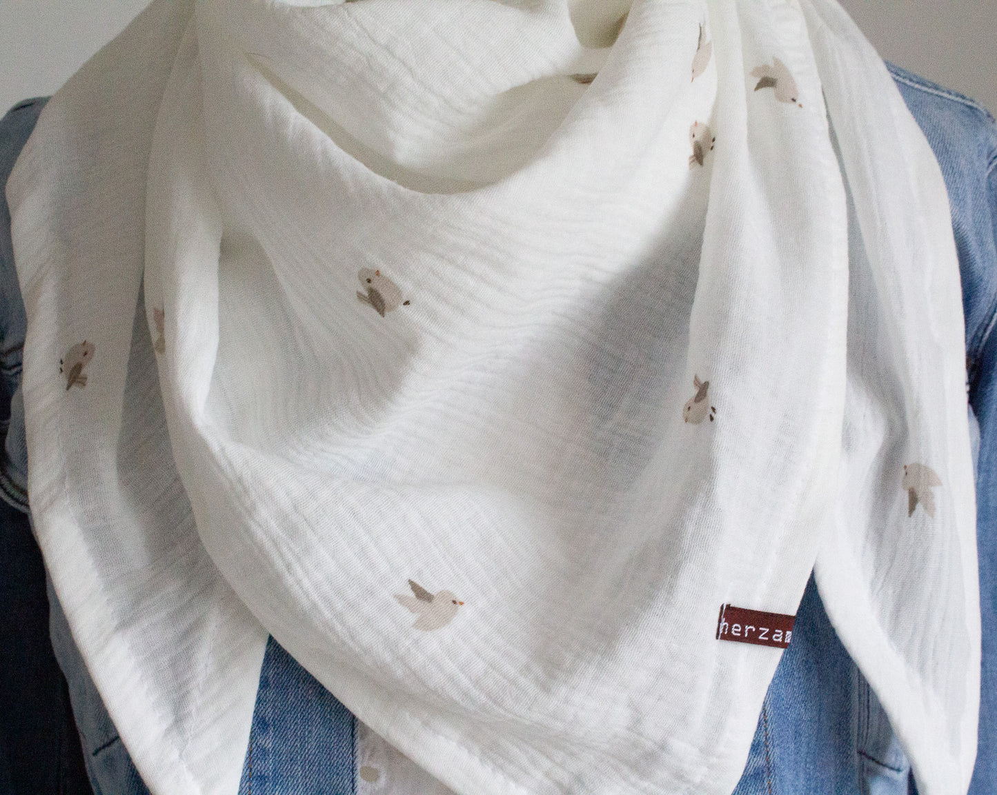 Leichtes Dreieckstuch Musselintuch handgenäht für Erwachsene aus besonders kuschelig weichen Baumwollmusselin mit viel Liebe für Dich einzigartig angefertigt in Deutschland