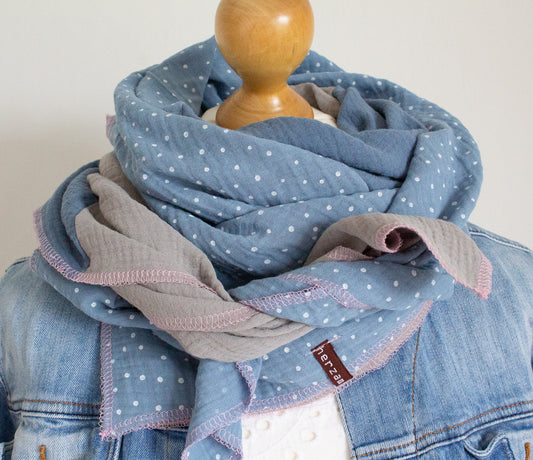 Einzelstück 🤍 - Handgenähtes XXL-Musselintuch für Erwachsene aus besonders kuschelig weichen Baumwollmusselin mit viel Liebe für Dich einzigartig angefertigt in Deutschland